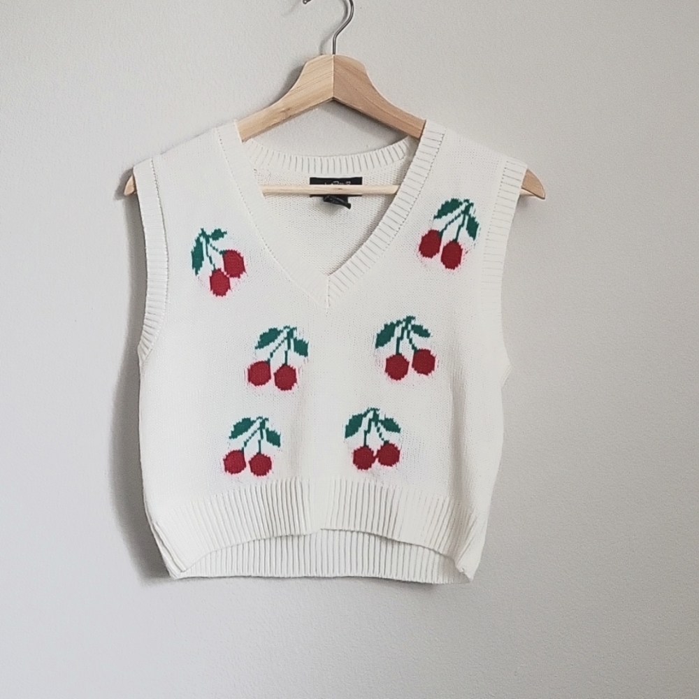 Cropped Cherry Sweater Vest